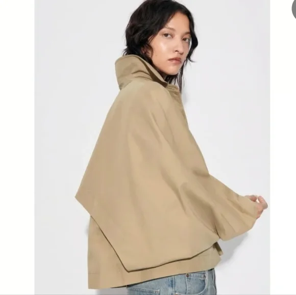 Zara Khaki Trench Cape Coat